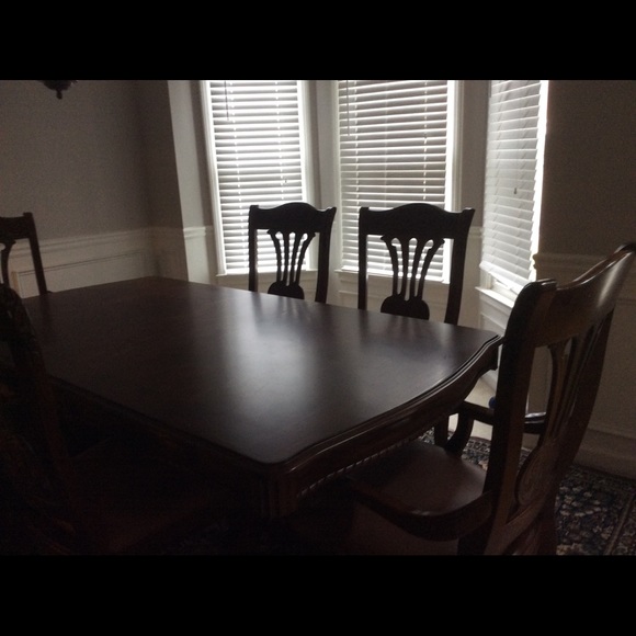 havertys Dining 7 Piece Formal Cherry Wood Dining Table Set Poshmark